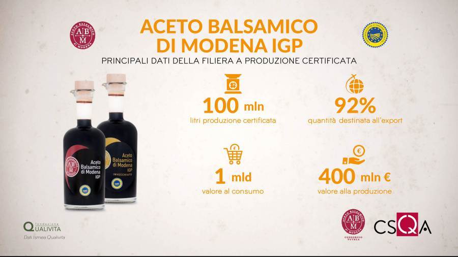 Aceto Balsamico di Modena Igp, dalla filiera certificata 1 miliardo di valore al consumo