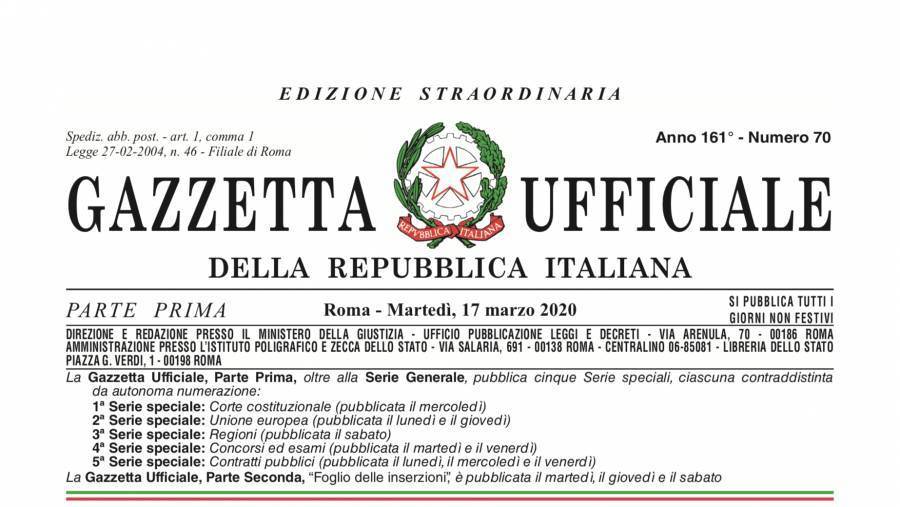 Ecco il testo del Decreto Cura Italia