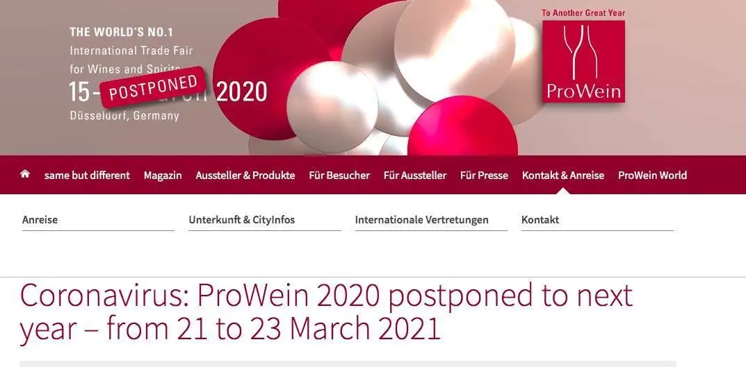 ProWein slitta all'anno prossimo (dal 21 al 23 marzo)